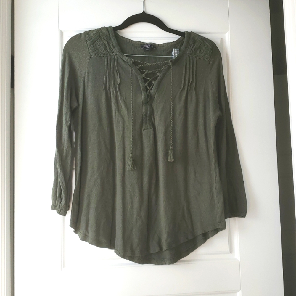 Lucky Brand 3/4 Sleeve Tee (M - Army Green)